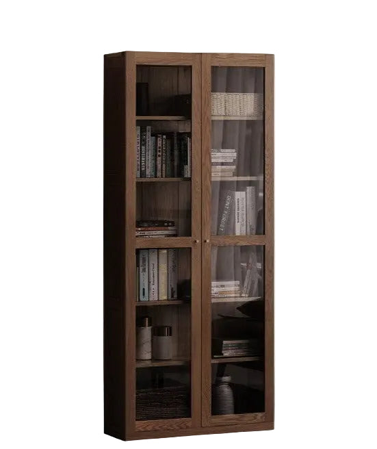 Oak, Solid Rubberwood Modern Bookcase Storage