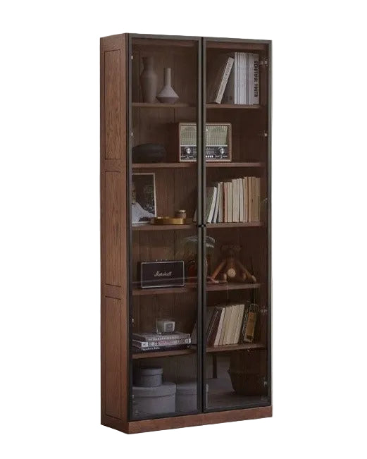 Oak, Solid Rubberwood Modern Bookcase Storage