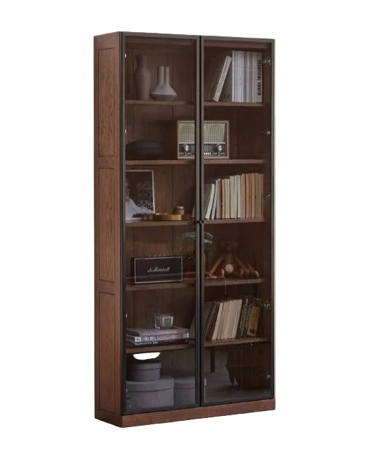 Oak, Solid Rubberwood Modern Bookcase Storage