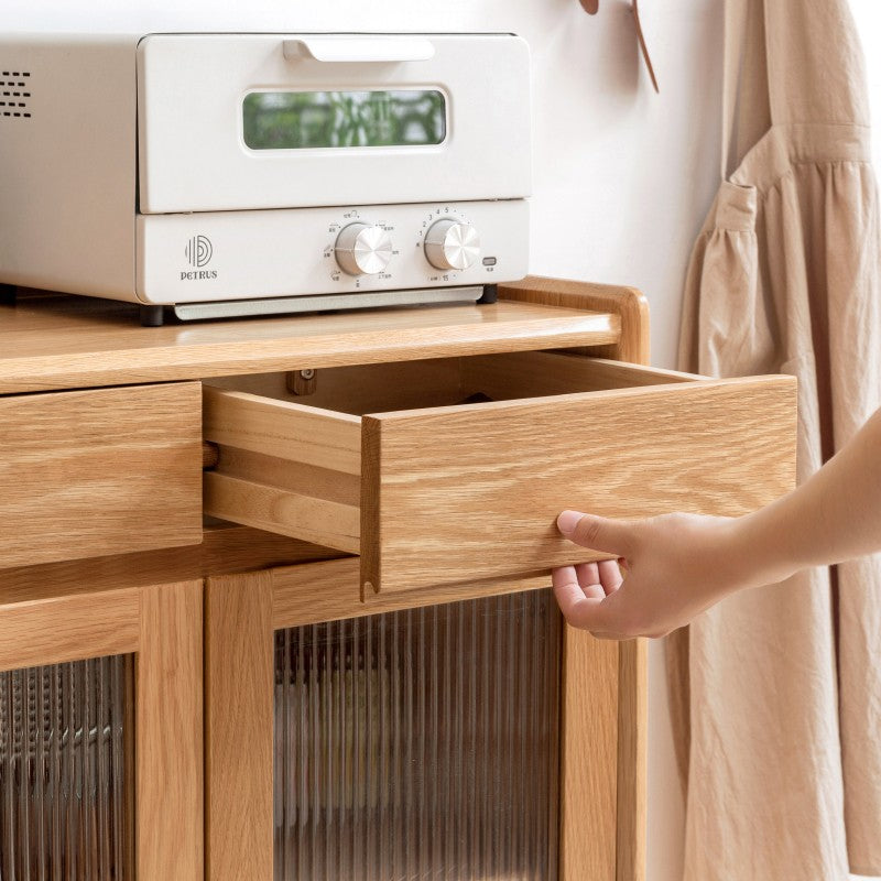 Oak Solid Wood, Solid RubberWood Nordic Modern Sideboard