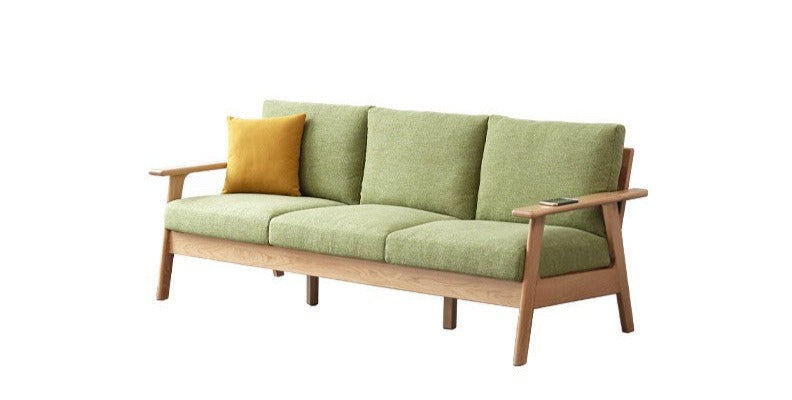 Oak Solid Wood Fabric Sofa 3 colors.