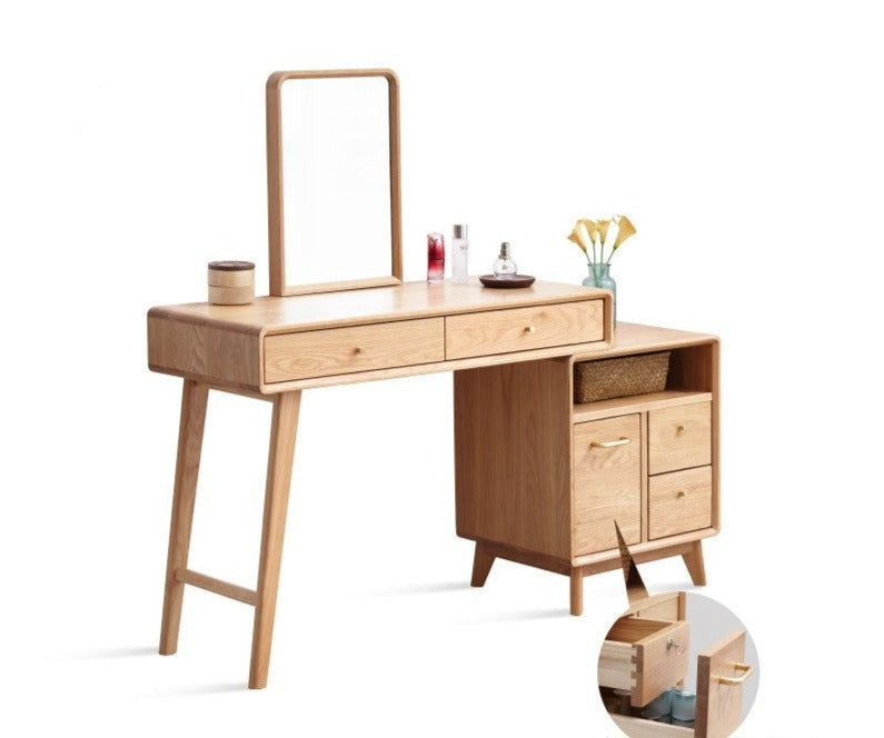 Oak Solid Wood Telescopic Dressing Table Cabinet.