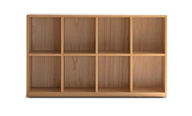 Black Walnut, Oak Solid Wood Low Bookcase, Modern Modular Storage Shelf Cabinet