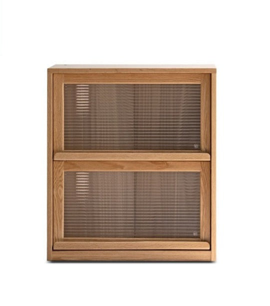 Black Walnut, Oak Solid Wood Low Bookcase, Modern Modular Storage Shelf Cabinet