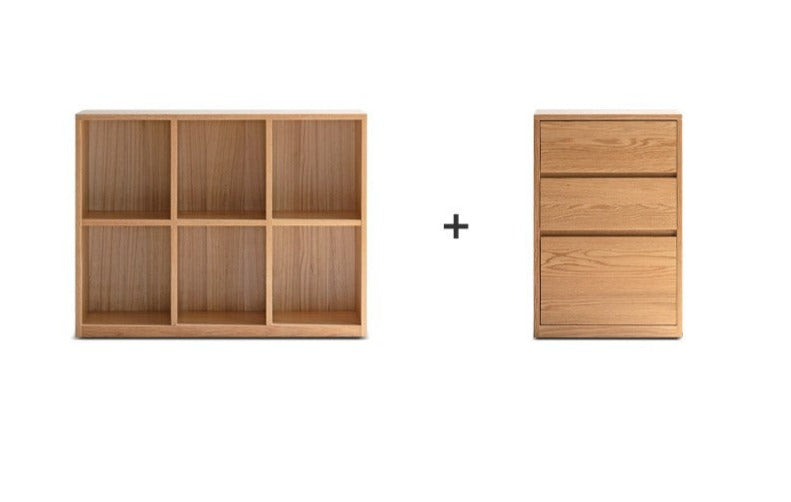 Combination bookshelf , floor shelf Oak solid wood"