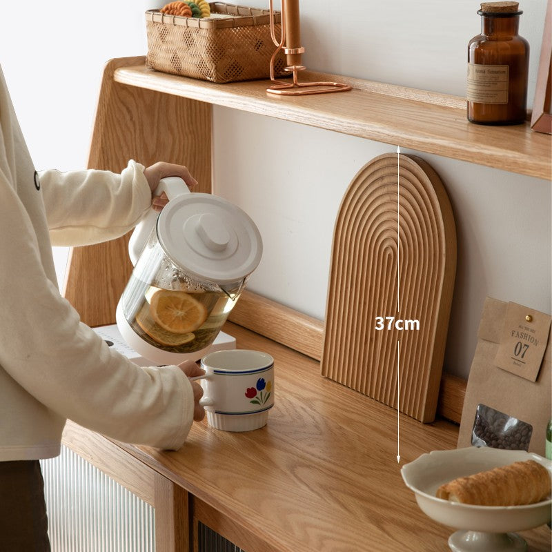 Oak Solid Wood, Solid Rubberwood Sideboard Shelf, Kitchen Shelf