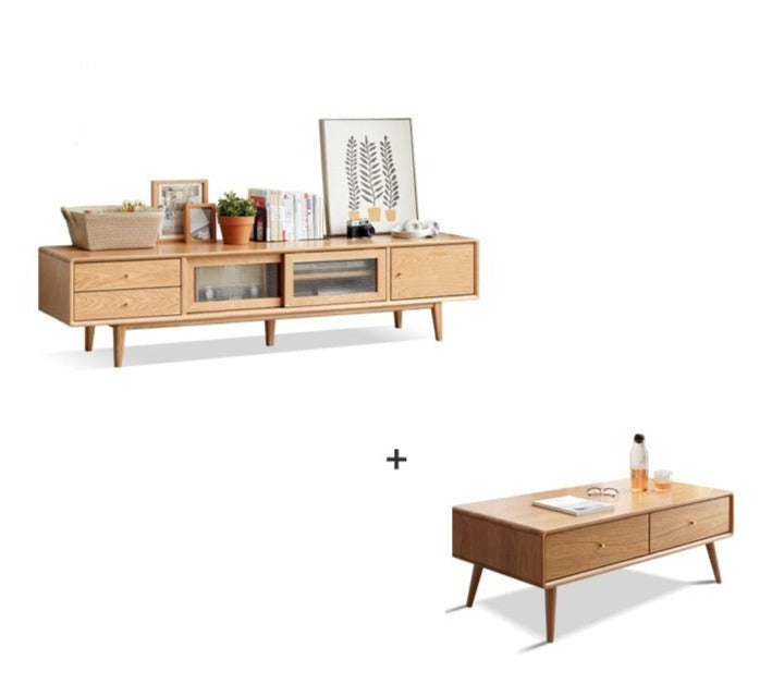 TV stand sliding door Oak, Beech solid wood"
