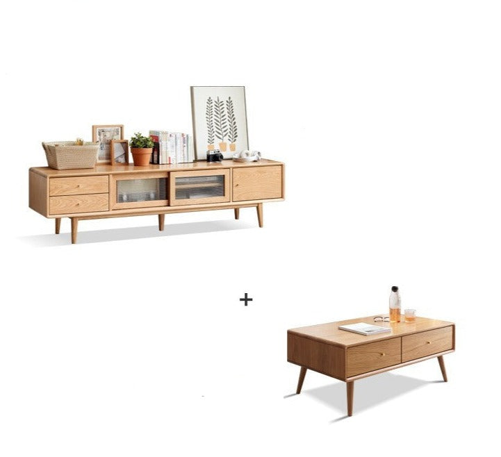 TV stand sliding door Oak, Beech solid wood"