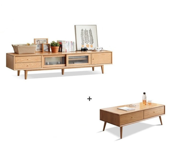 TV stand sliding door Oak, Beech solid wood"