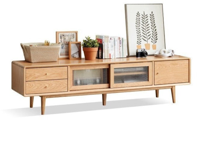 TV stand sliding door Oak, Beech solid wood"
