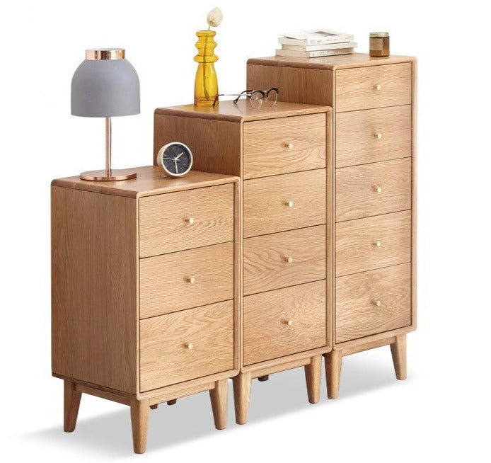 Oak, Beech Solid Wood Chest of Drawers, Multi-Functional Storage Cabinet Combination