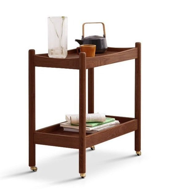 Oak solid wood trolley mobile side table"