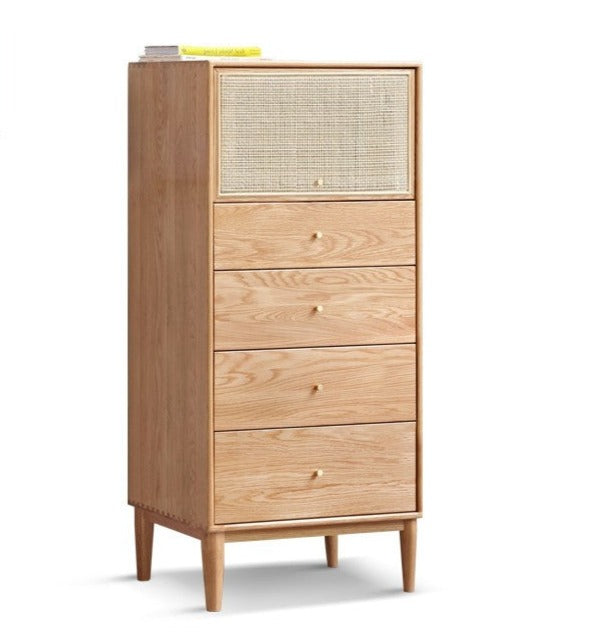 Oak Solid Wood Chest of Drawers Flip Glass Door