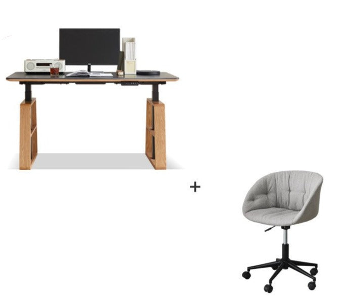 Standing desk with rock slab top