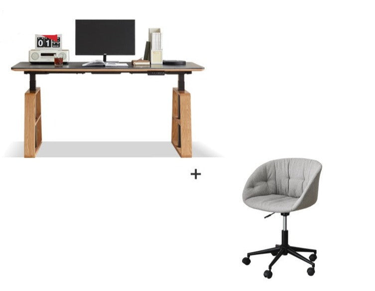 Standing desk with rock slab top