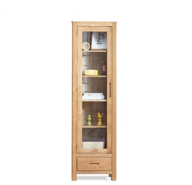 Narrow bookcase with doors wood"