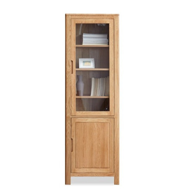 Narrow bookcase with doors wood"