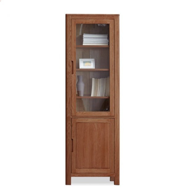 Narrow bookcase with doors wood"