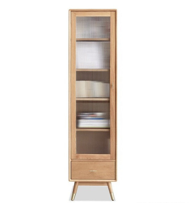 Narrow bookcase with doors wood"