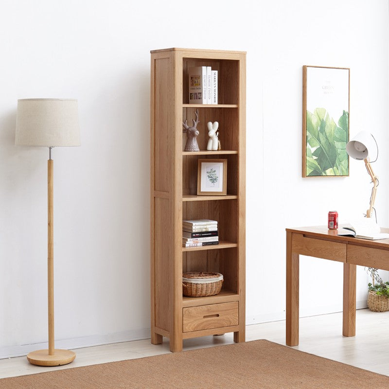 Oak Solid Wood Floor-To-Ceiling Bookshelf