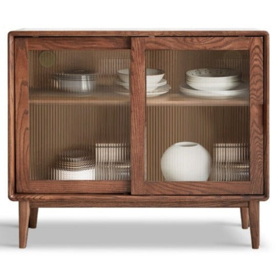 Solid Rubberwood, Oak Solid Wood Sideboard, Buffet Cabinet