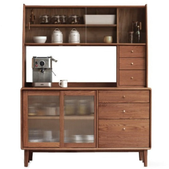 Solid Rubberwood, Oak Solid Wood Sideboard, Buffet Cabinet