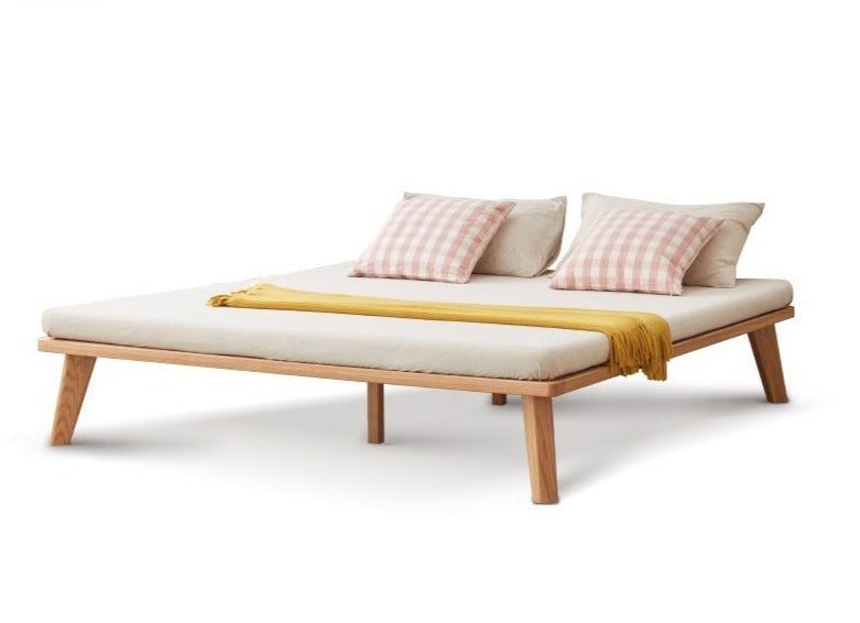 Oak solid wood tatami bed no headboard"