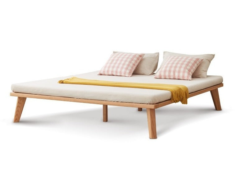 Oak solid wood tatami bed no headboard"