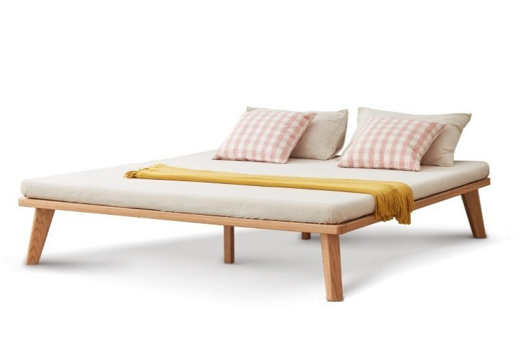 Oak solid wood tatami bed no headboard"