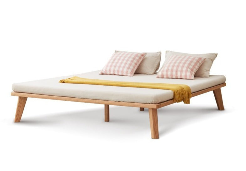 Oak solid wood tatami bed no headboard"