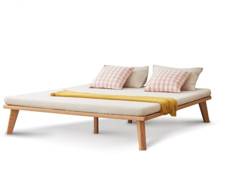 Oak solid wood tatami bed no headboard"