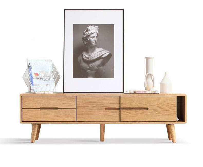 TV stand sliding doors Oak solid wood"