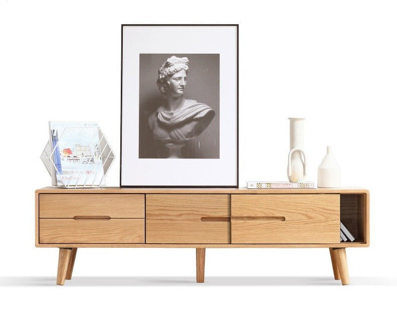 TV stand sliding doors Oak solid wood"