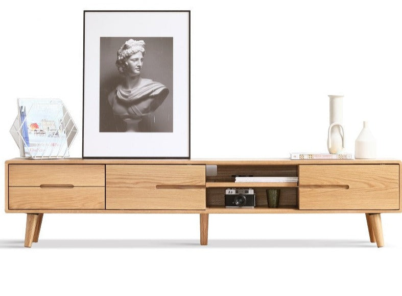TV stand sliding doors Oak solid wood"