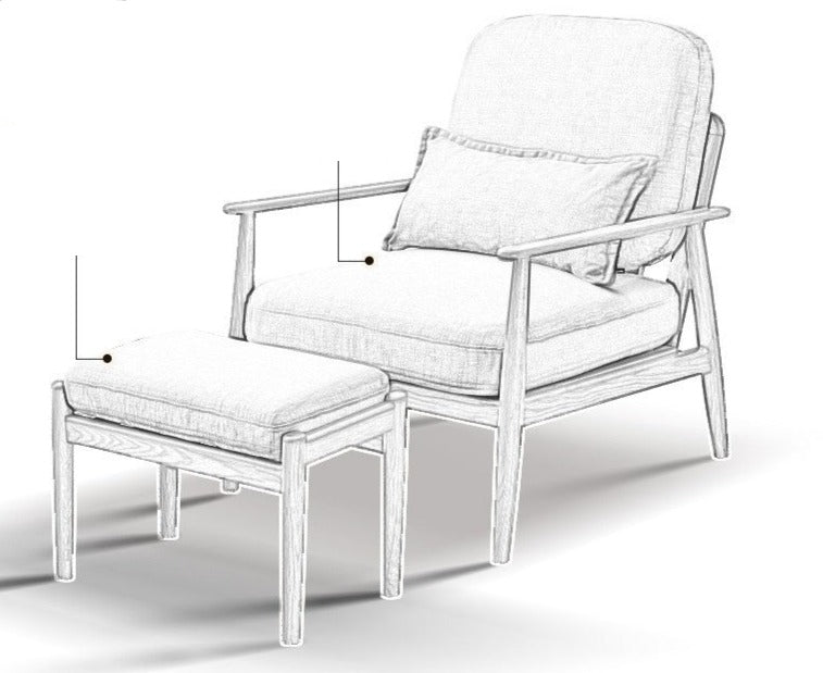 Oak Solid Wood Fabric or Leather Armchair