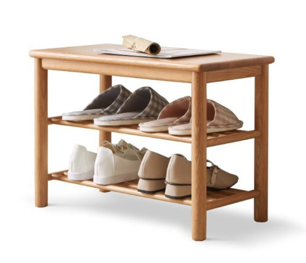 Oak Solid Wood Shoe Wearing Stool