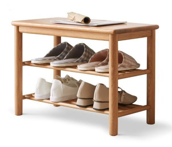 Oak Solid Wood Shoe Wearing Stool