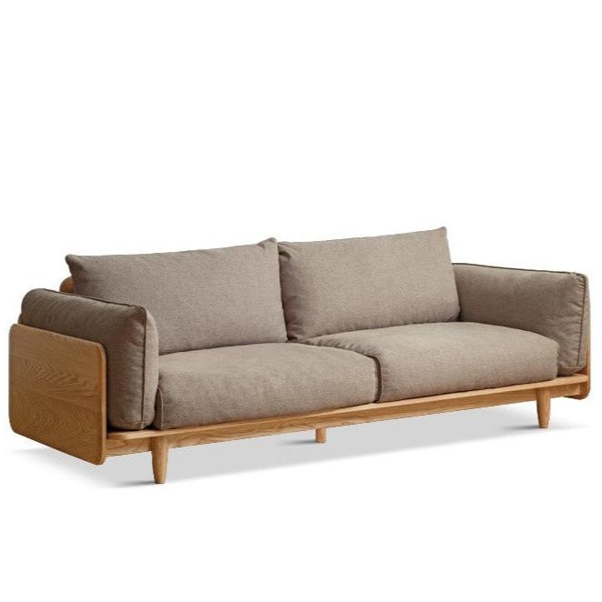 Cherry Wood Sofa Genuine Leather, Fabric-