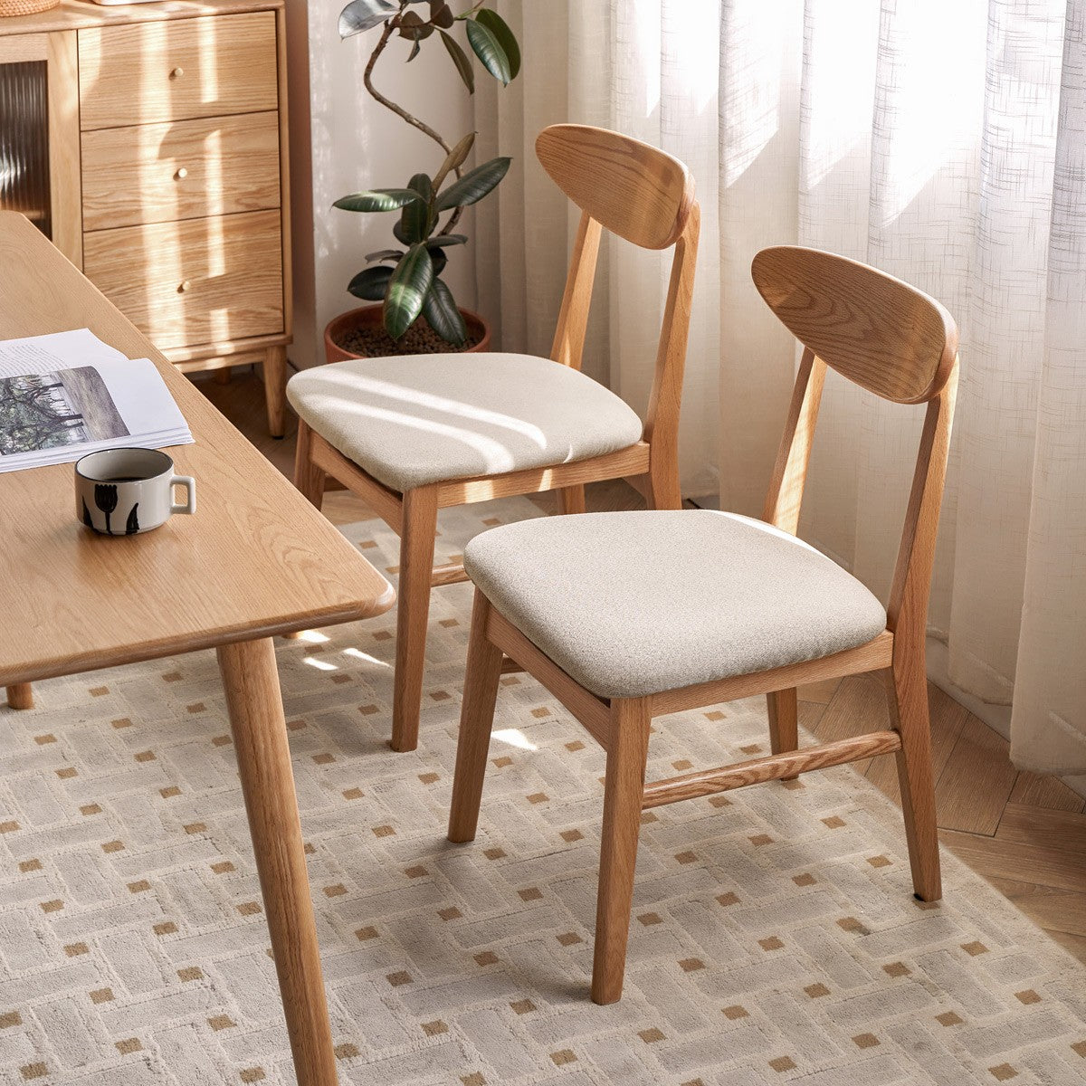 Ash, Oak Solid Wood Dining Chair 4 Pcs Set