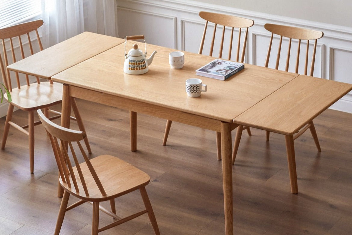 Oak Solid Wood Retractable Large Tabletop Dining Table