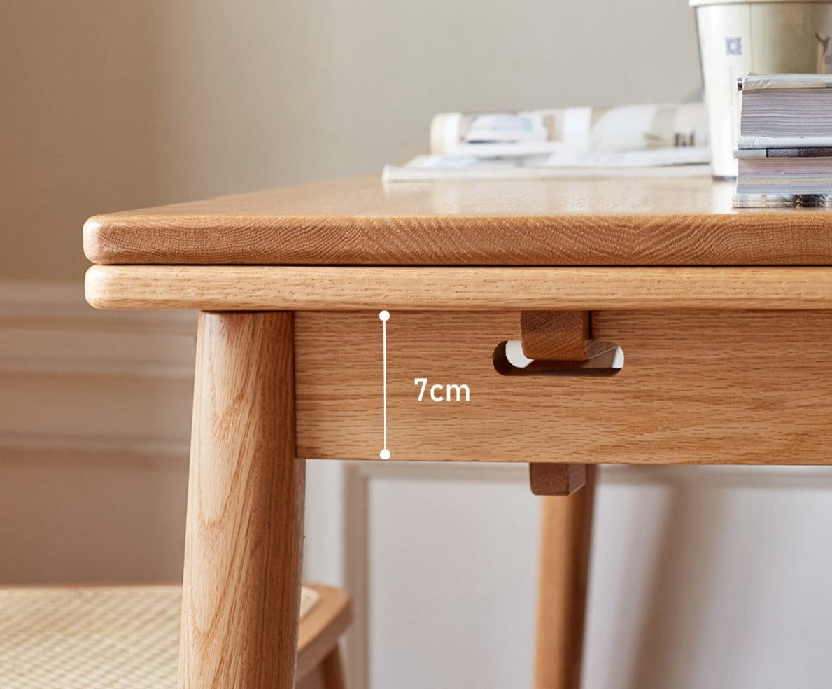 Oak Solid Wood Retractable Large Tabletop Dining Table