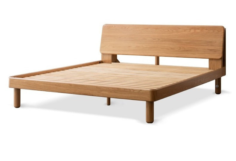 Oak Solid Wood Soft Light With Bookshelf Bed
