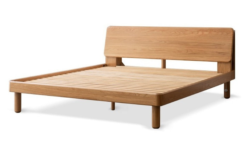 Oak Solid Wood Soft Light With Bookshelf Bed
