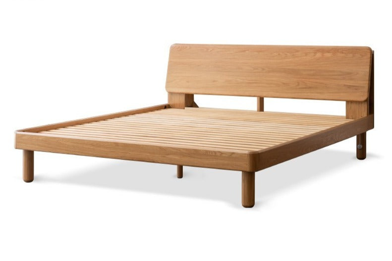 Oak Solid Wood Soft Light With Bookshelf Bed