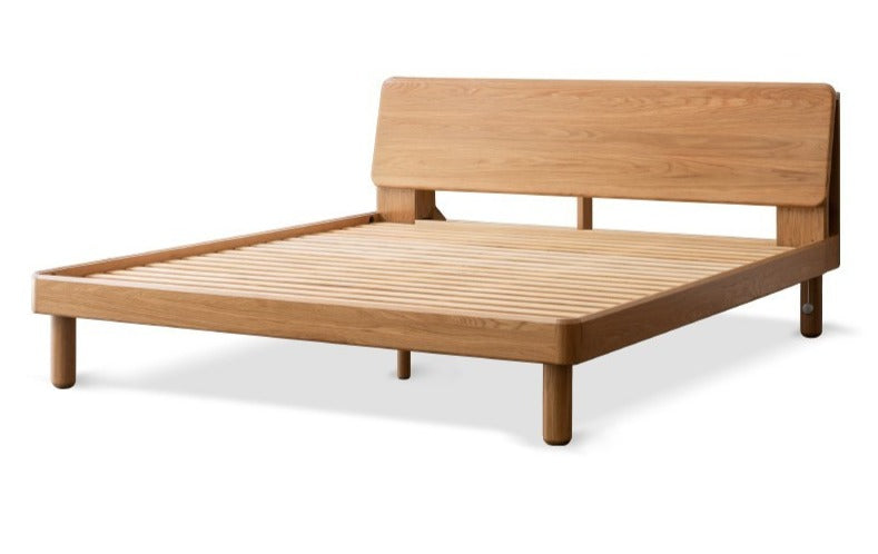 Oak Solid Wood Soft Light With Bookshelf Bed