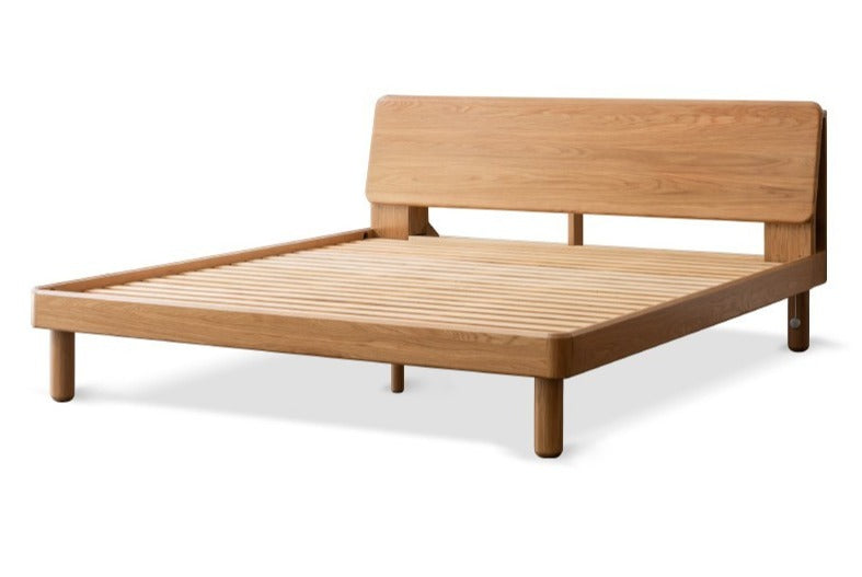 Oak Solid Wood Soft Light With Bookshelf Bed