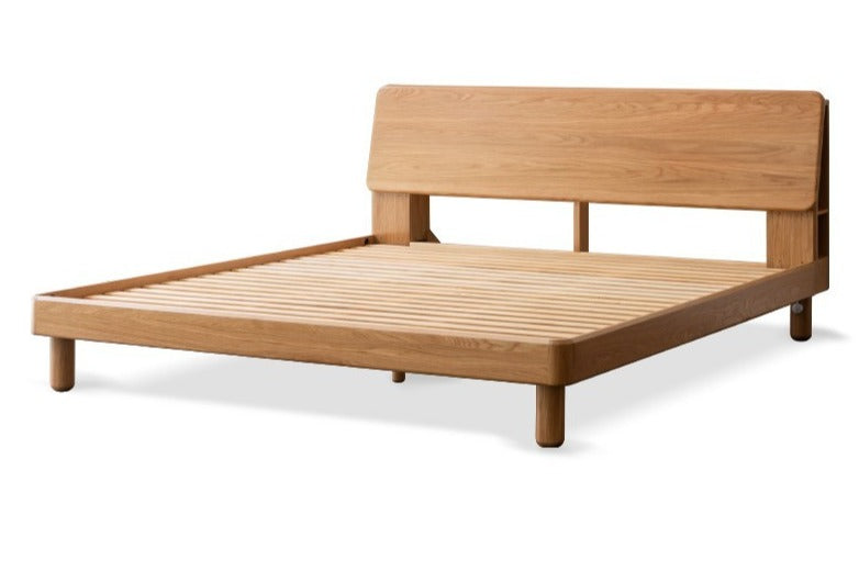 Oak Solid Wood Soft Light With Bookshelf Bed