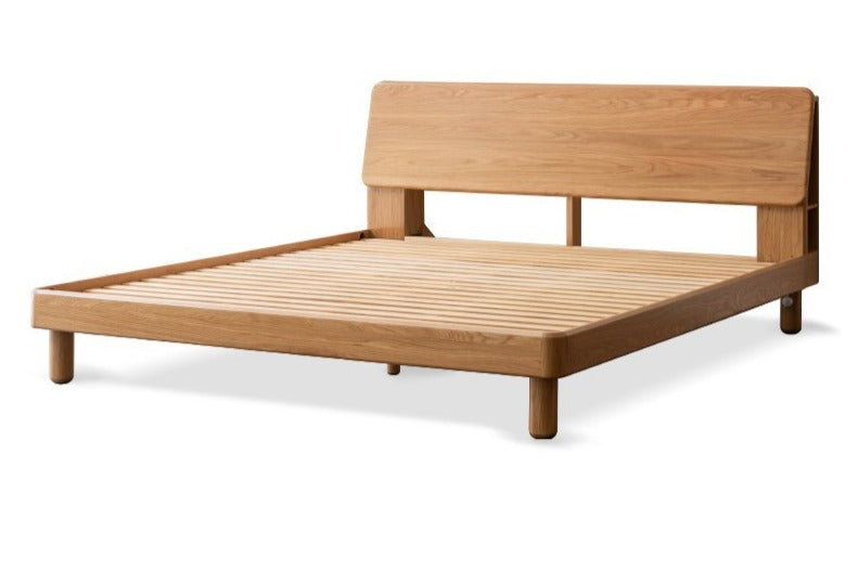 Oak Solid Wood Soft Light With Bookshelf Bed