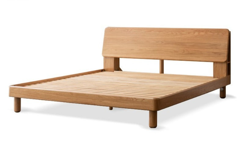 Oak Solid Wood Soft Light With Bookshelf Bed