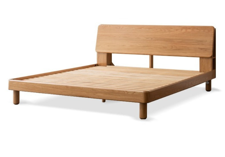 Oak Solid Wood Soft Light With Bookshelf Bed